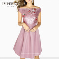 Short Sleeve A Line Prom Dress Rose Embroidered Sequin Shirt Off Shoulder Dress